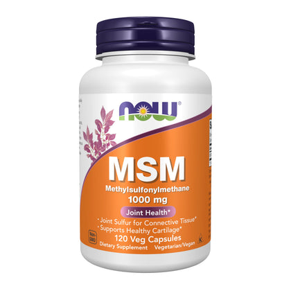 NOW Foods MSM 1000mg 120 Capsules front view