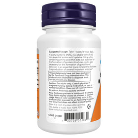 NOW Foods NAC capsules with Selenium on a wooden table