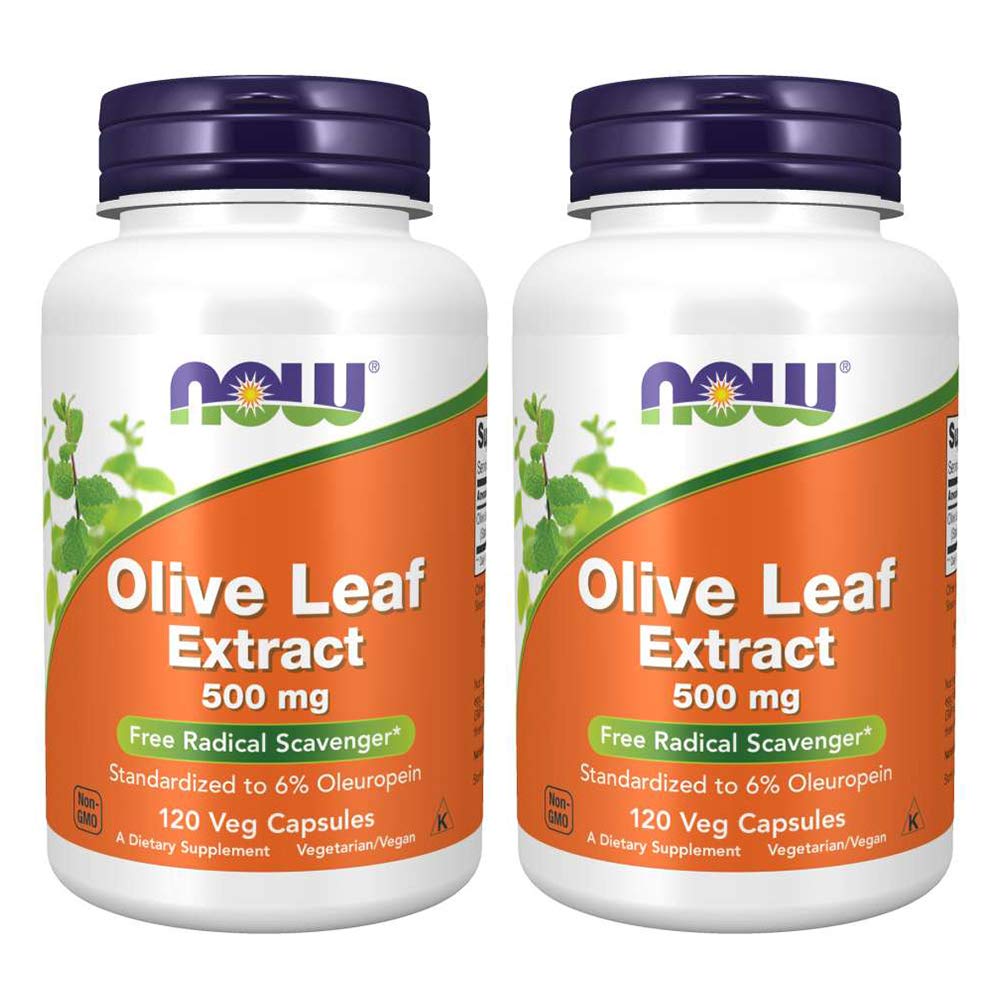 NOW Foods Olive Leaf Extract 500mg 120 Vcaps front view