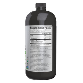 NOW Foods Organic MCT Oil label close-up showing ingredients