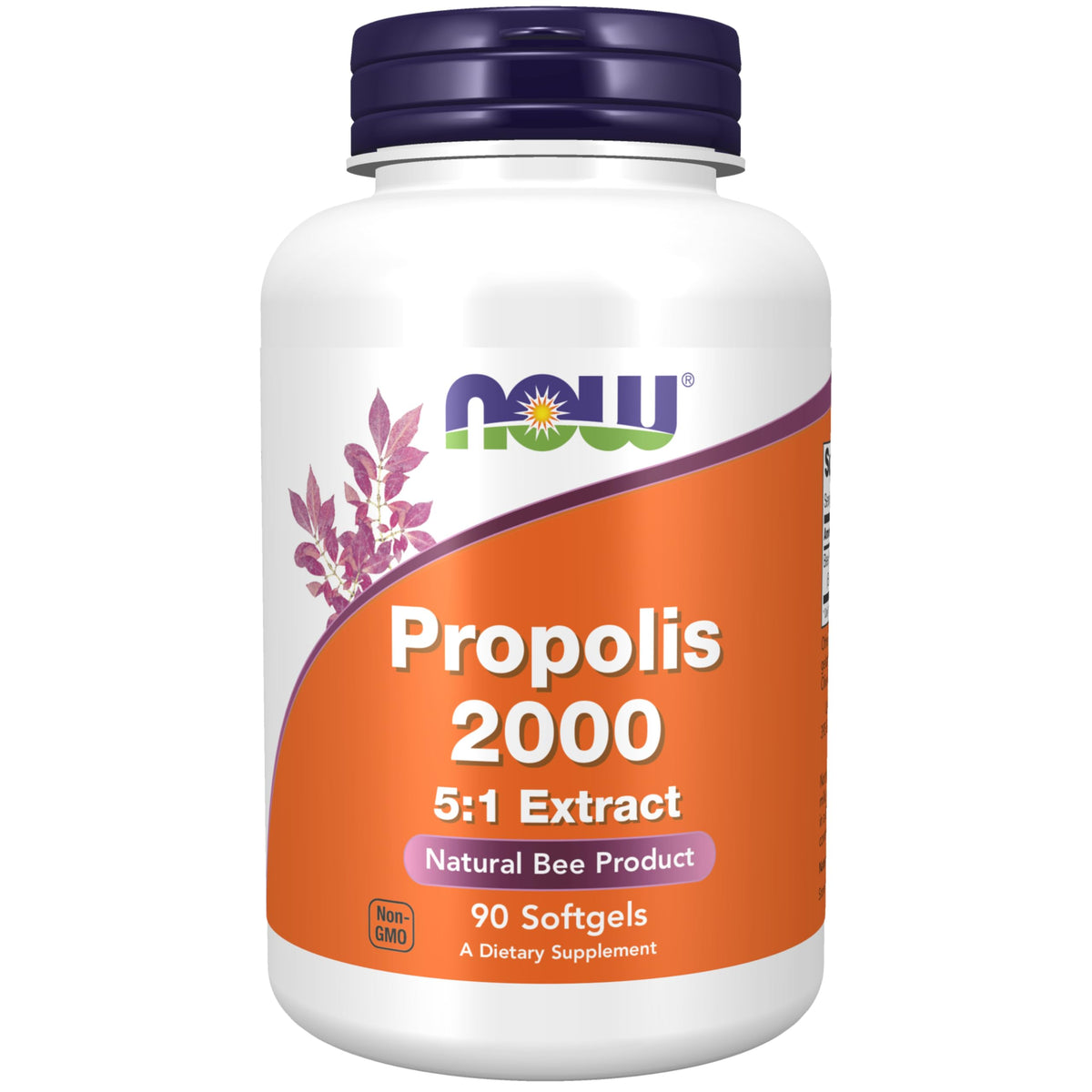 NOW Foods Propolis 2000 5:1 Extract 90 Softgels front view