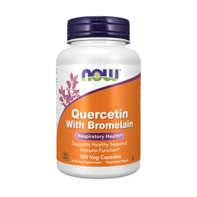 NOW Foods Quercetin with Bromelain 120 vegetable capsules front view