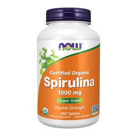 NOW Foods Spirulina Double Strength 1000 mg Organic Tablets front view