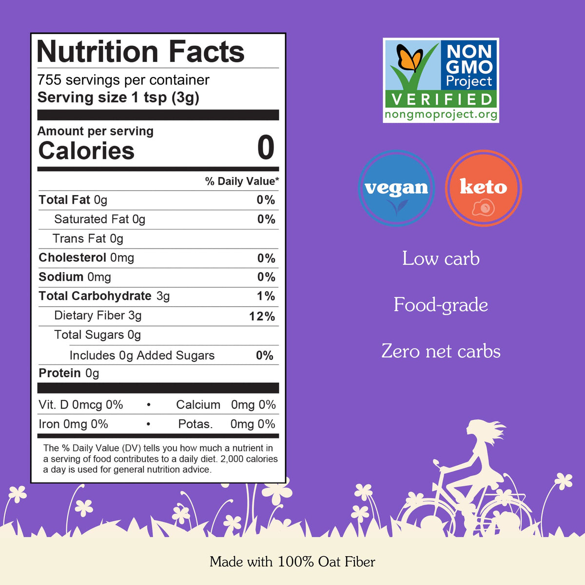 Nunaturals Oat Fiber Powder on a kitchen counter