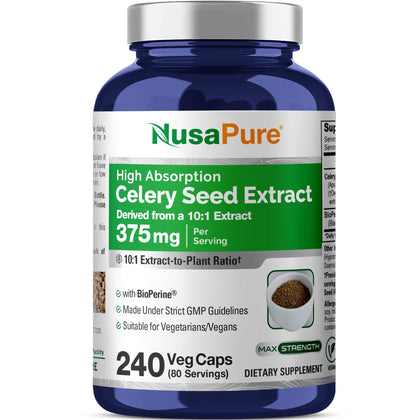 NusaPure Celery Seed Capsules bottle front view with 240 capsules