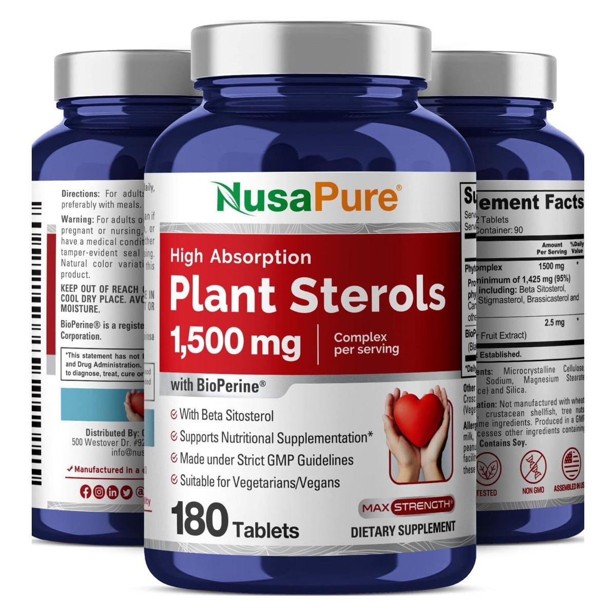 NusaPure Plant Sterols 1500mg serving size of 2 tablets