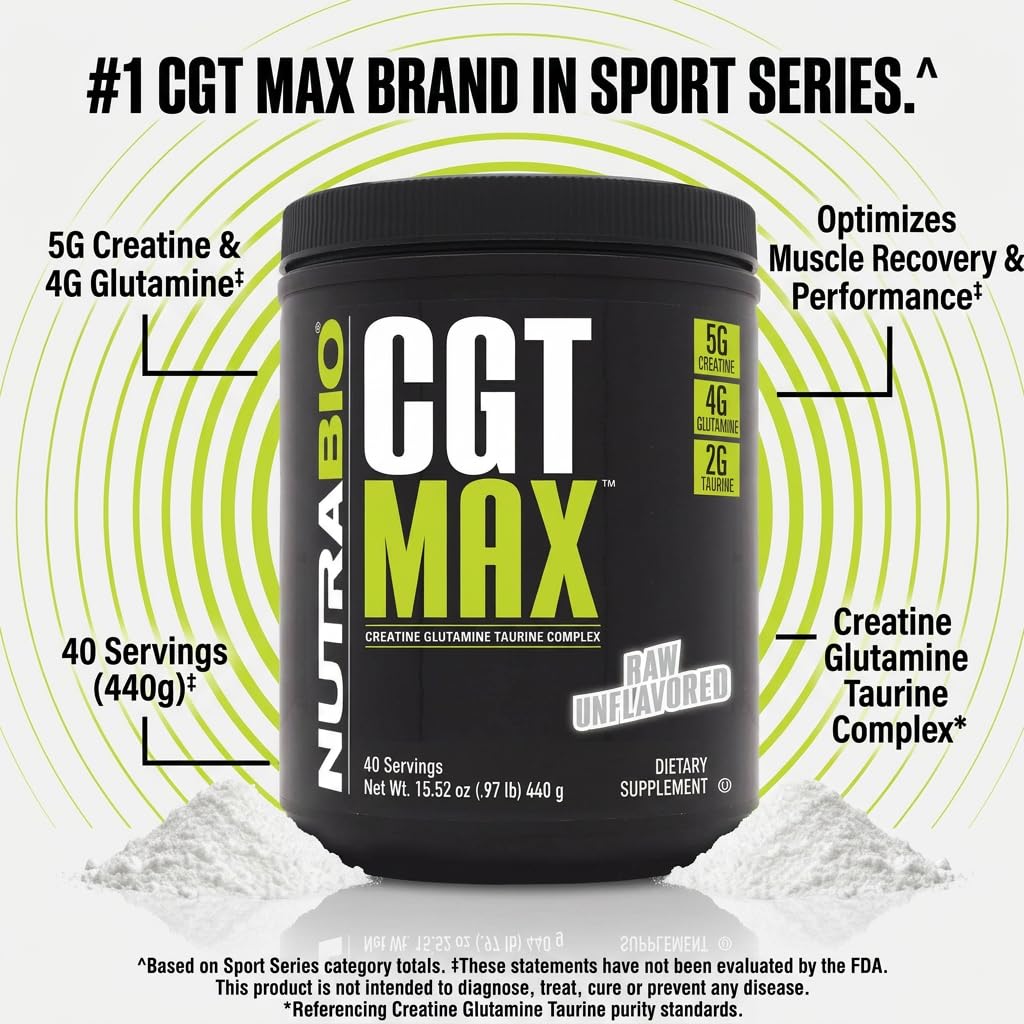 NutraBio CGT-MAX Powder back view with ingredient list