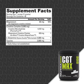 NutraBio CGT-MAX Powder side view showing packaging details