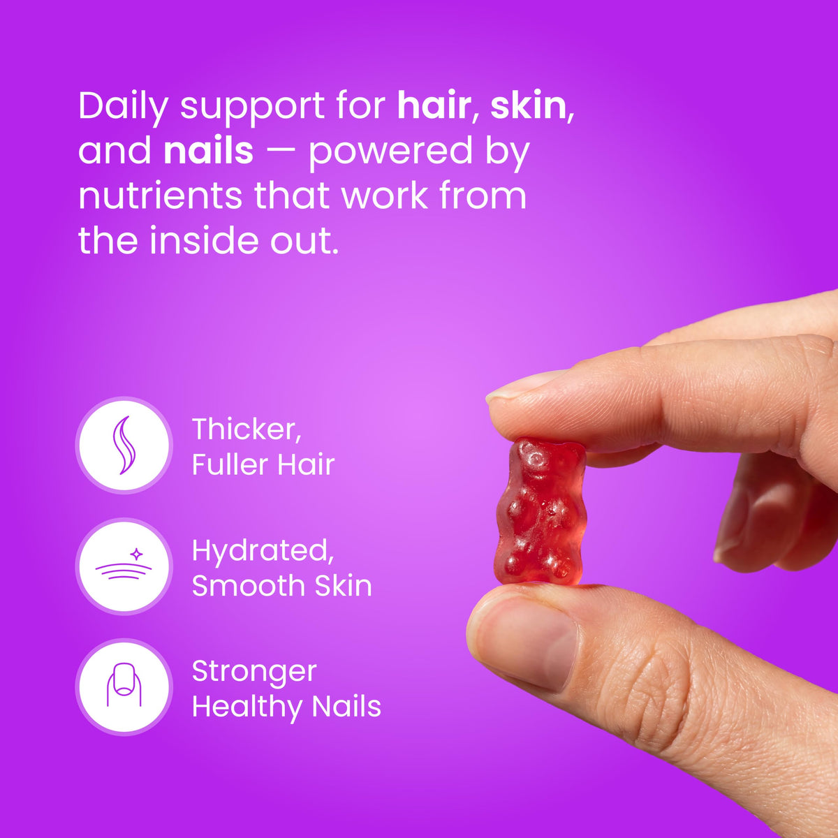 NutraChamps Biotin Gummies 10,000mcg close-up of gummies