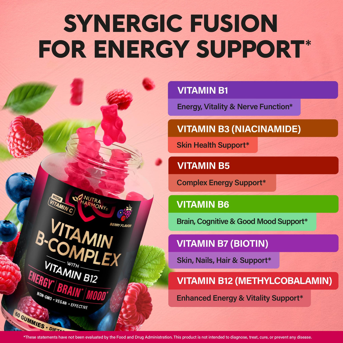 NUTRAHARMONY Vitamin B-Complex Gummies close-up of gummies