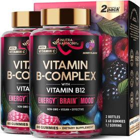NUTRAHARMONY Vitamin B-Complex Gummies front view with mixed berry flavour