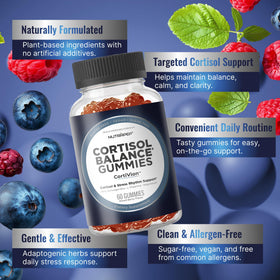 NutraPep Cortisol Gummies on a wooden table