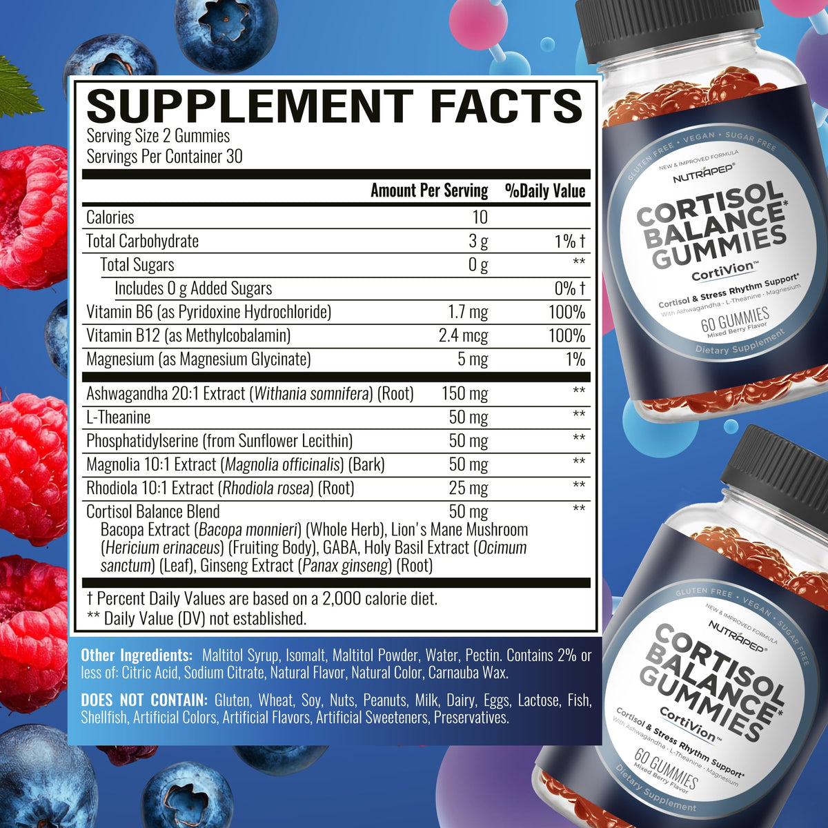 NutraPep Cortisol Gummies open bottle with gummies visible