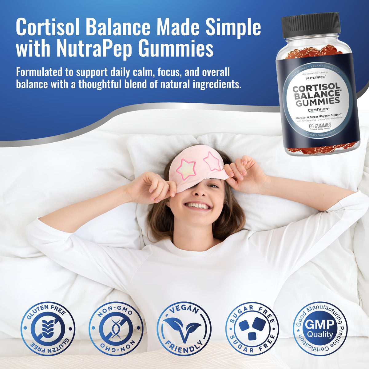 NutraPep Cortisol Gummies showing mixed berry flavour