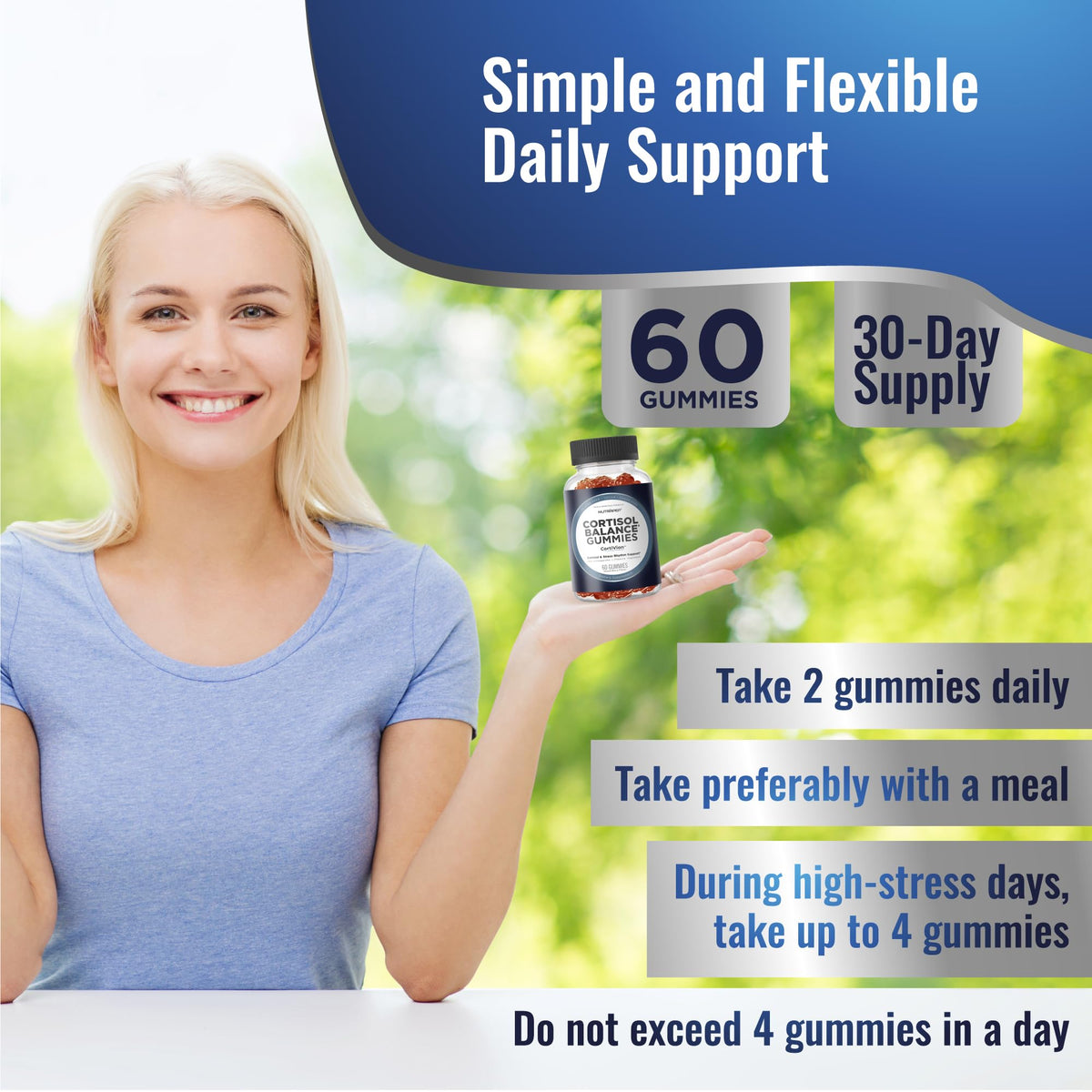 NutraPep Cortisol Gummies with a handful of gummies