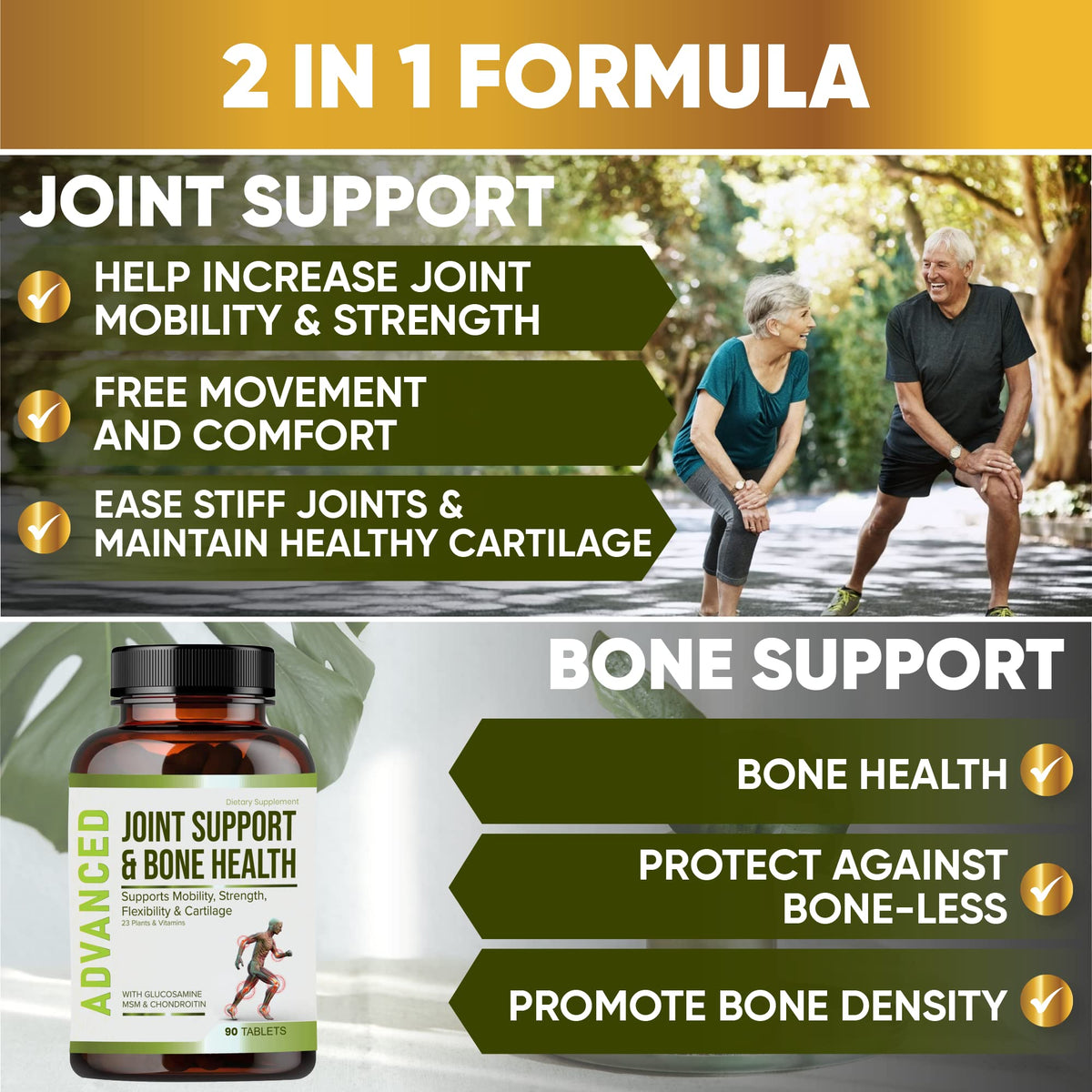 NutraPro Glucosamine Chondroitin MSM Joint Relief Supplements bottle side view