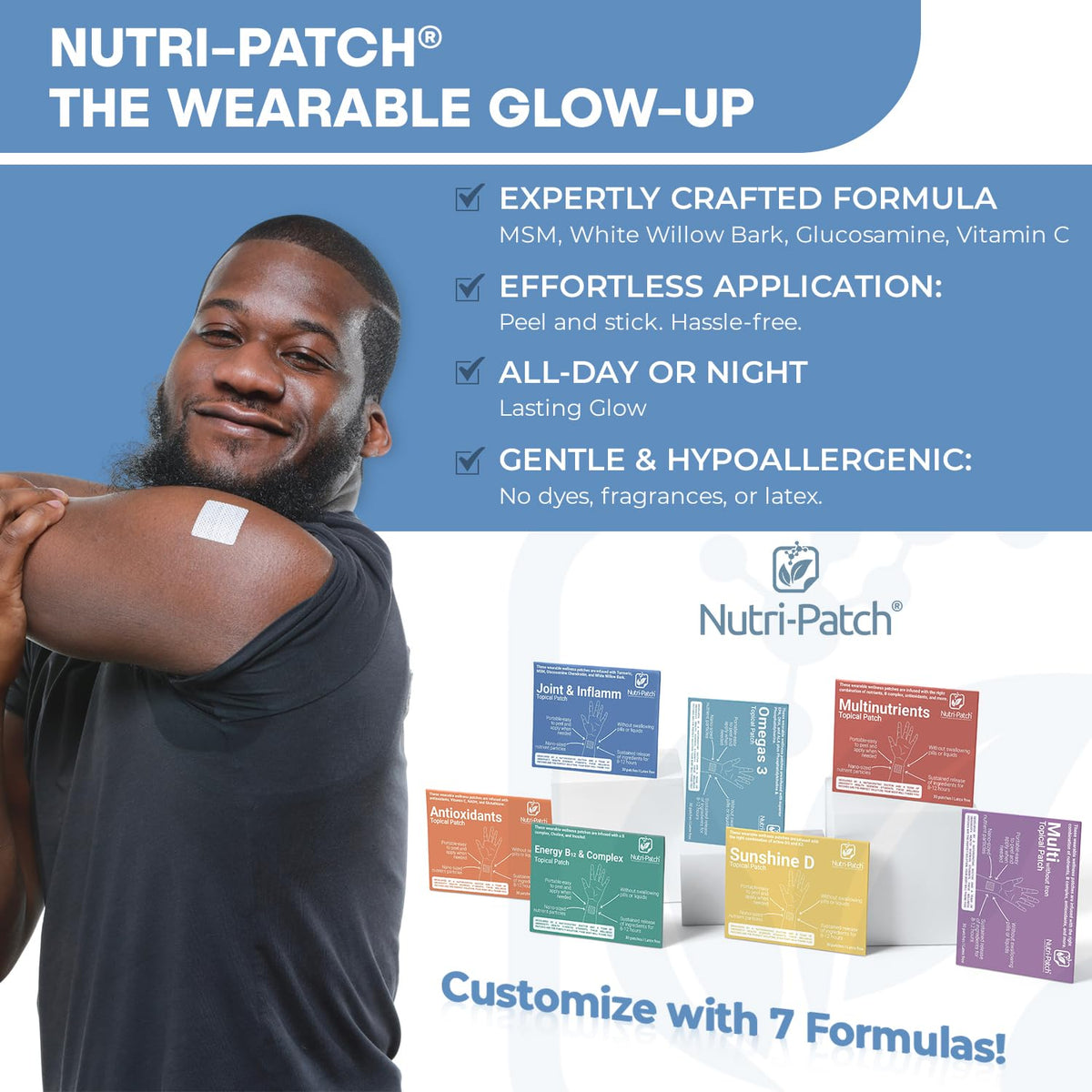 NUTRI-PATCH Inflam Skin Patch applied on skin