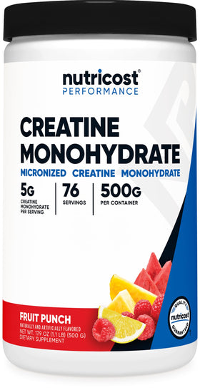 Nutricost Creatine Monohydrate Powder Fruit Punch 500g front view
