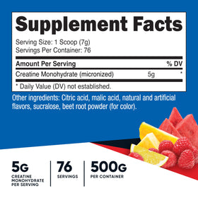 Nutricost Creatine Monohydrate Powder Fruit Punch 500g side view