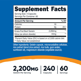 Nutricost Gelatin with Silica 240 Capsules side view