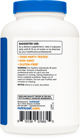 Nutricost Gelatin with Silica bottle with capsules