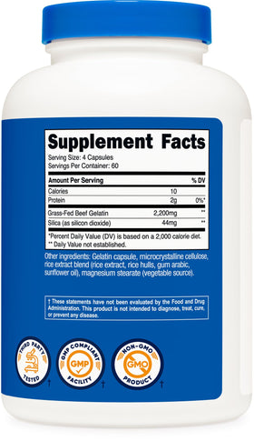 Nutricost Gelatin with Silica packaging details