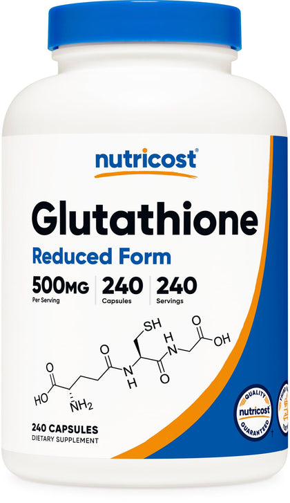 Nutricost Glutathione Capsules 500mg bottle front view