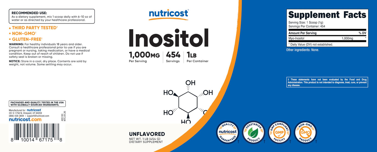 Nutricost Inositol Powder 1LB in a lifestyle setting