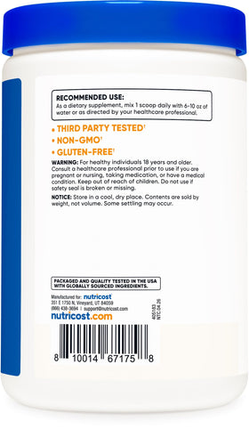 Nutricost Inositol Powder 1LB nutritional information