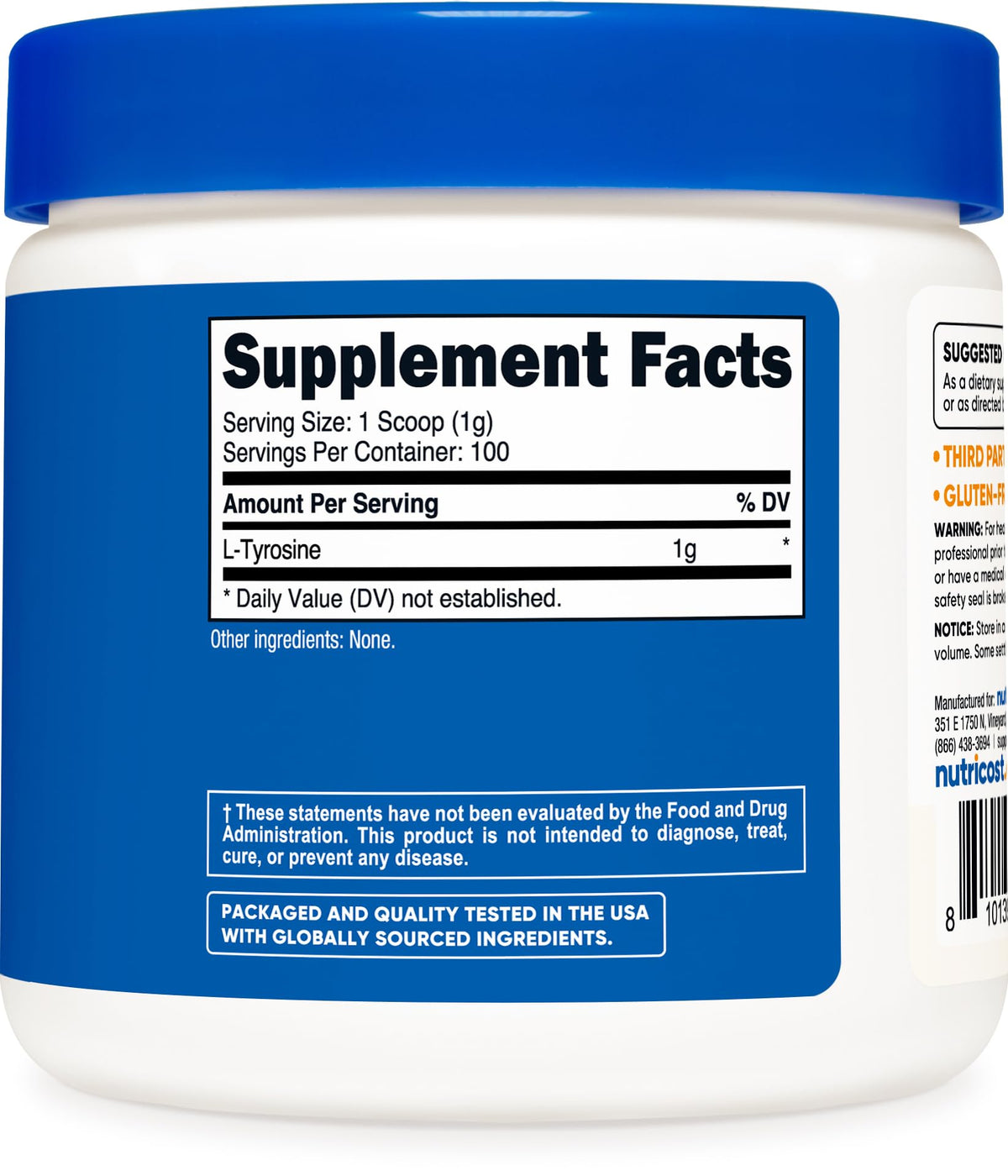 Nutricost L-Tyrosine Powder product label close-up