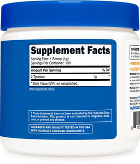 Nutricost L-Tyrosine Powder product label close-up