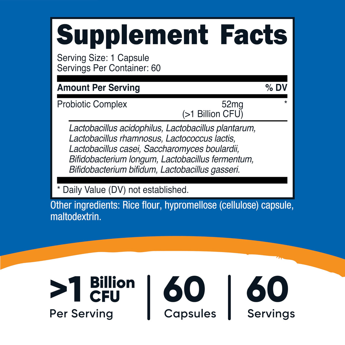 Nutricost Probiotic Complex 60 Capsules side view