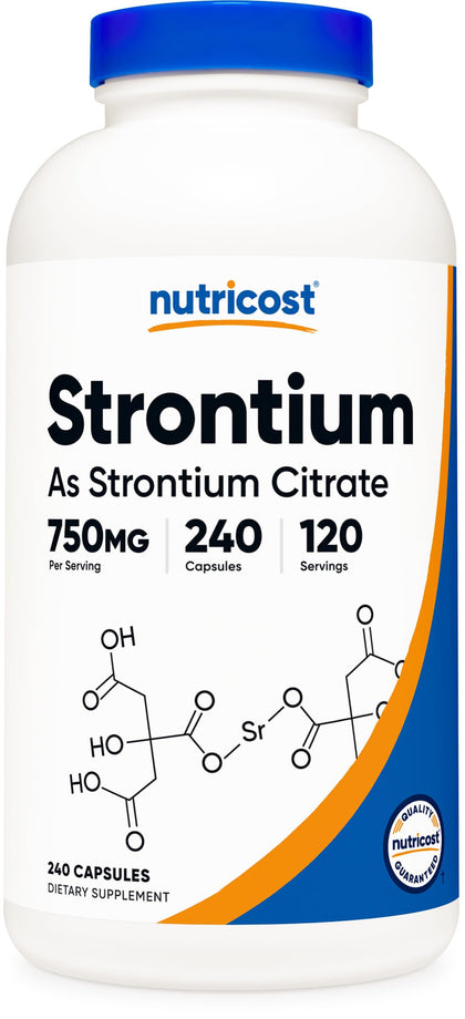 Nutricost Strontium Capsules 750mg 240 Veggie Capsules front view