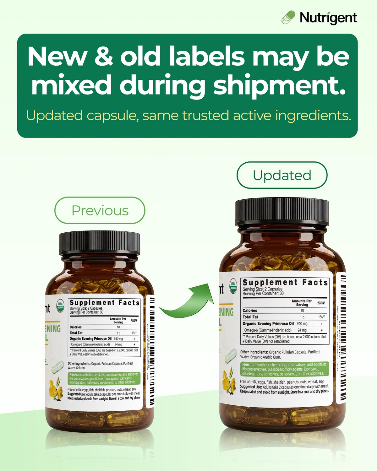 Nutrigent Evening Primrose Oil Capsules 470mg in a hand