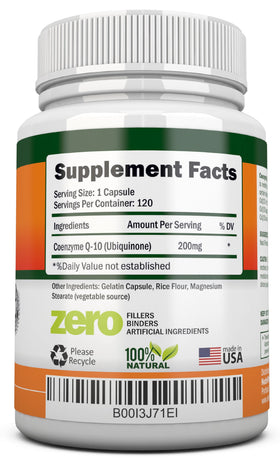 NutriONN CoQ10 200mg bottle with 120 capsules