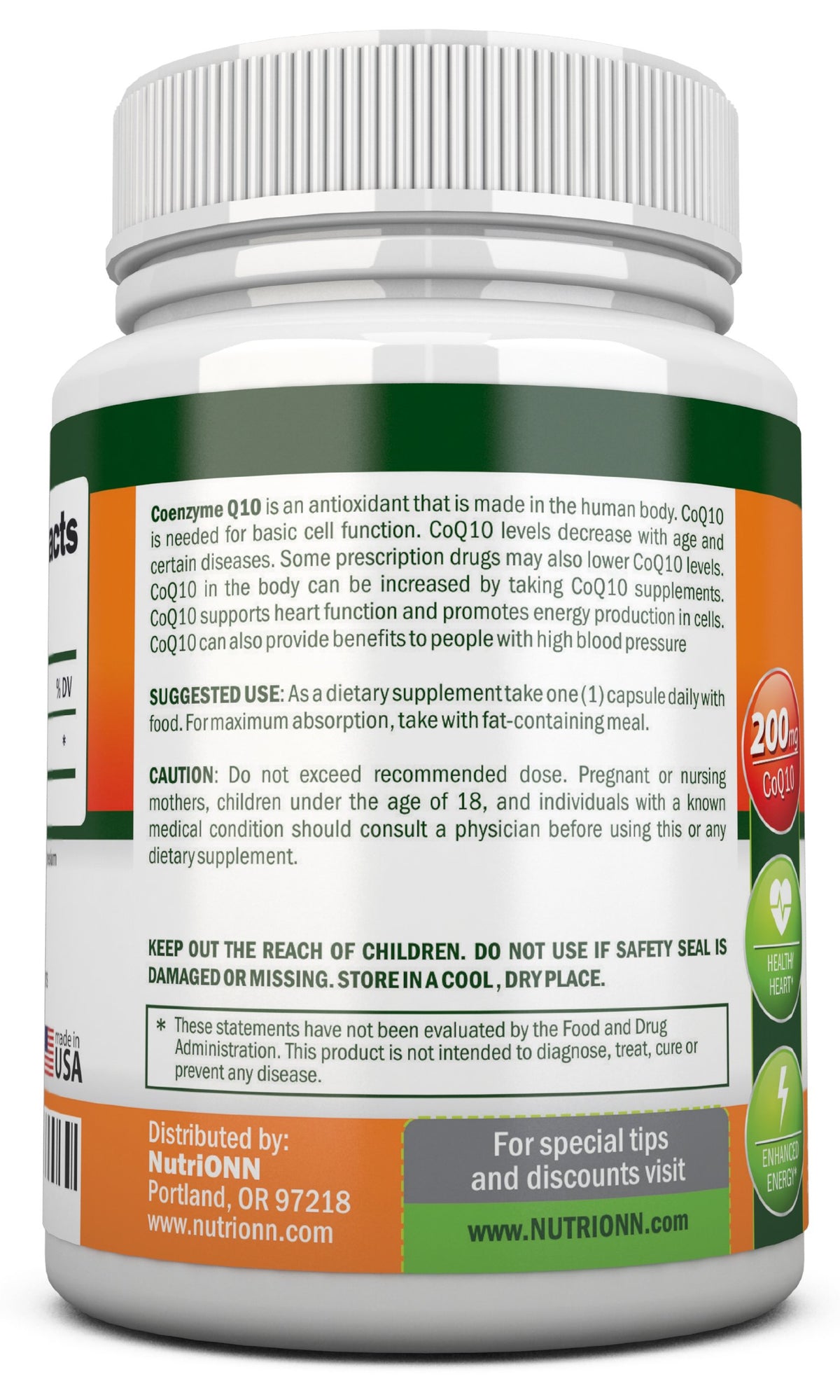 NutriONN CoQ10 200mg capsule close-up