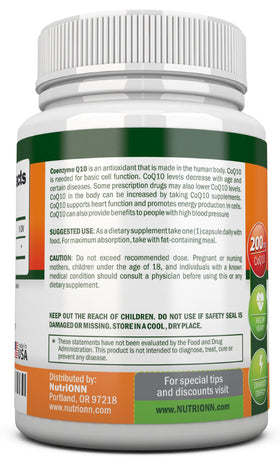 NutriONN CoQ10 200mg capsule close-up