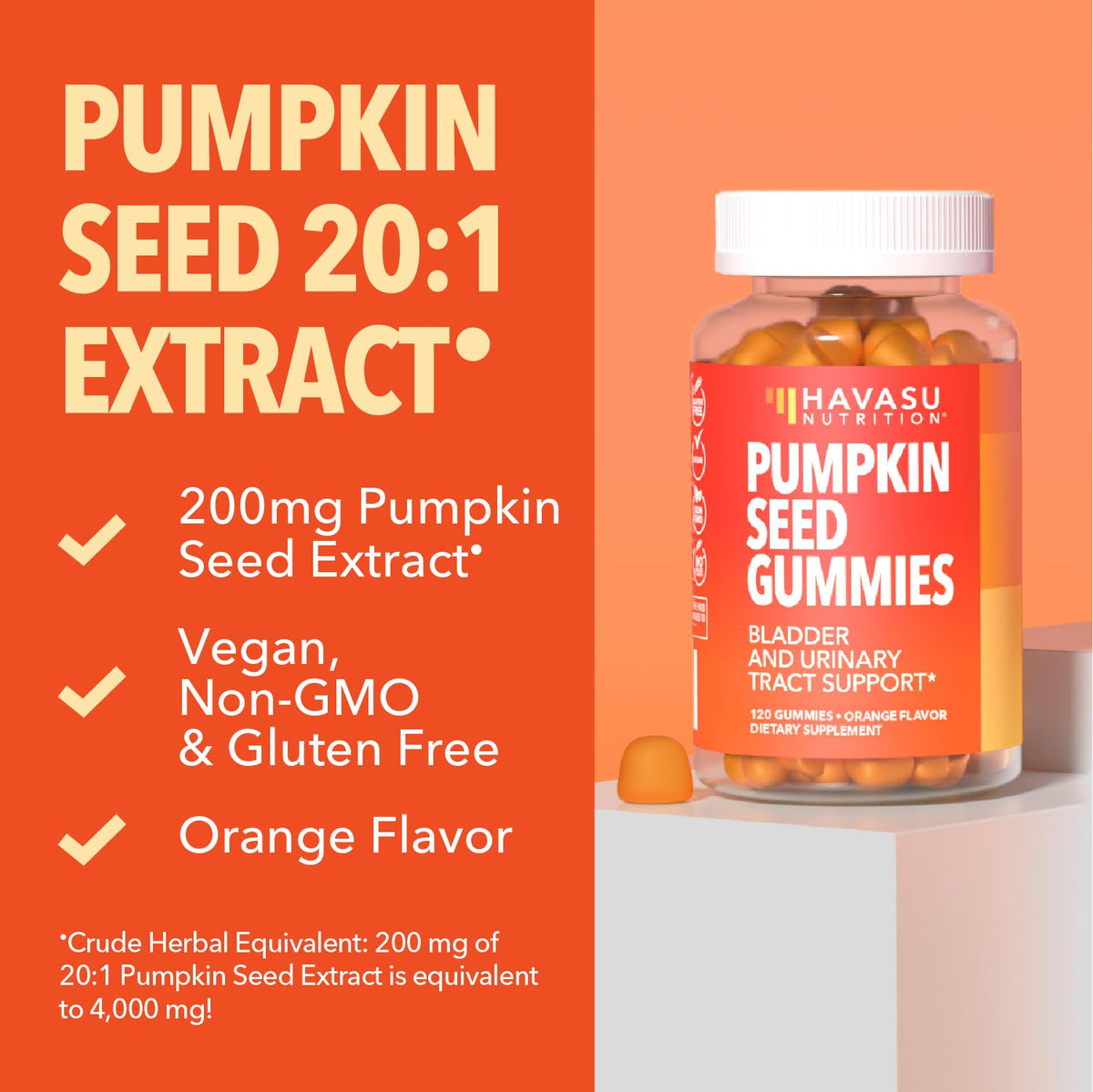 Nutrition facts of HAVASU NUTRITION Pumpkin Seed Oil Gummies
