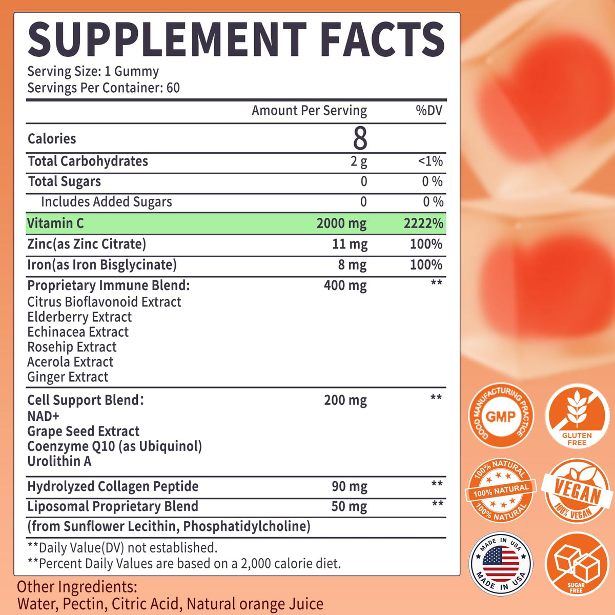 OALSE Liposomal Vitamin C Gummies 2000mg on a kitchen counter