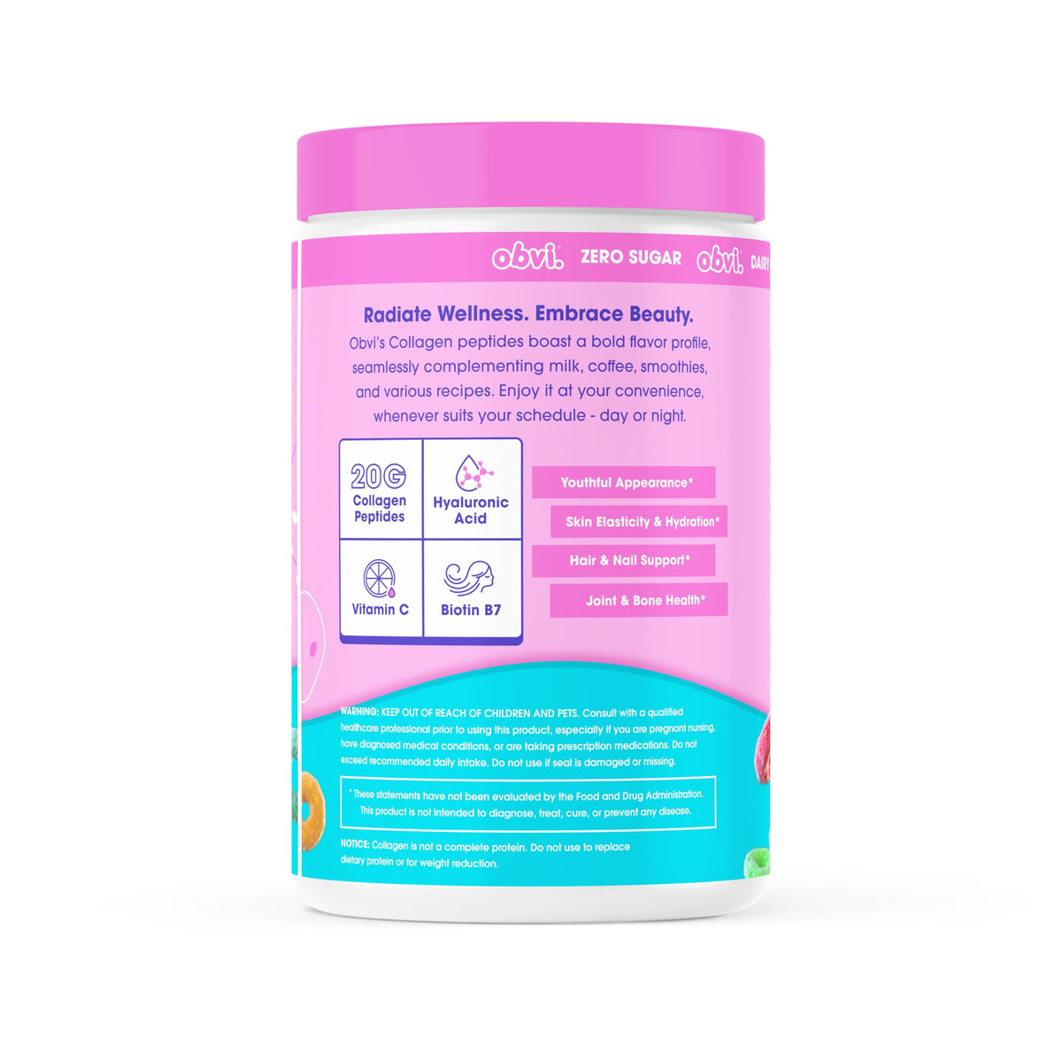 Obvi Collagen Peptides Fruity Cereal 422g powder in a bowl
