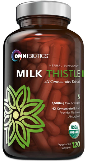 OmniBiotics Organic Milk Thistle Supplement 1500mg front view