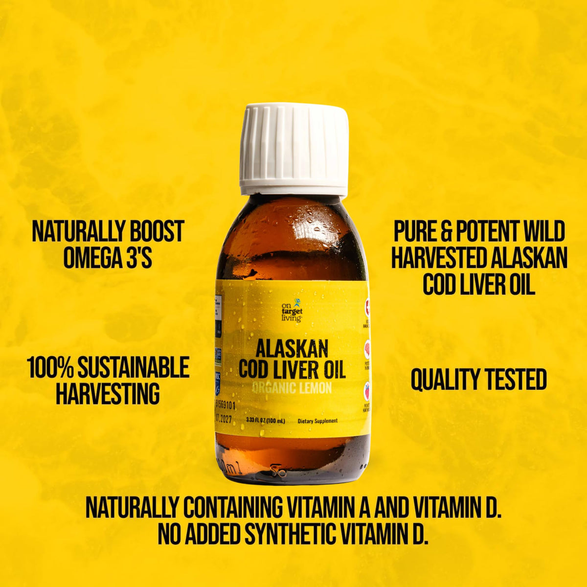 On Target Living Alaskan Cod Liver Oil serving suggestion with lemon