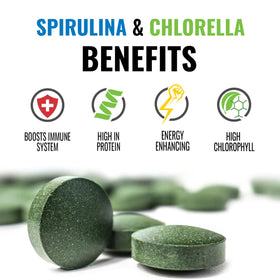 On Target Living Organic Spirulina Chlorella 250 Tablets side view