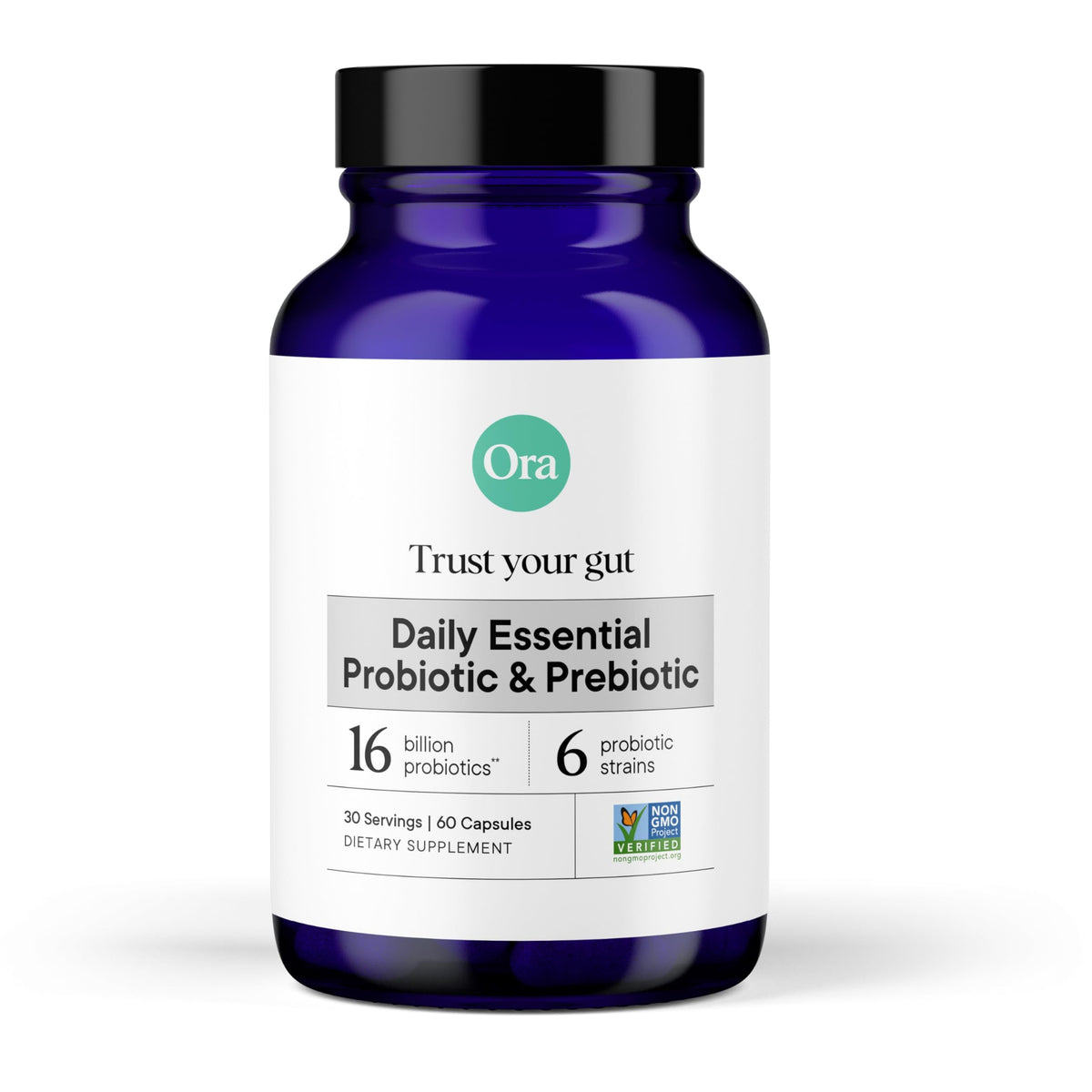 Ora Organic Vegan Probiotic Capsules front view with packaging