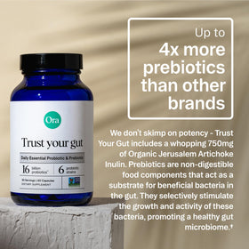 Ora Organic Vegan Probiotic Capsules on a wooden surface