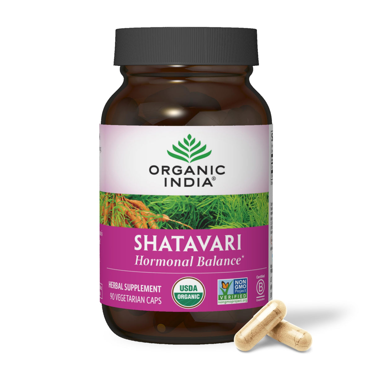 ORGANIC INDIA Shatavari Capsules bottle front view