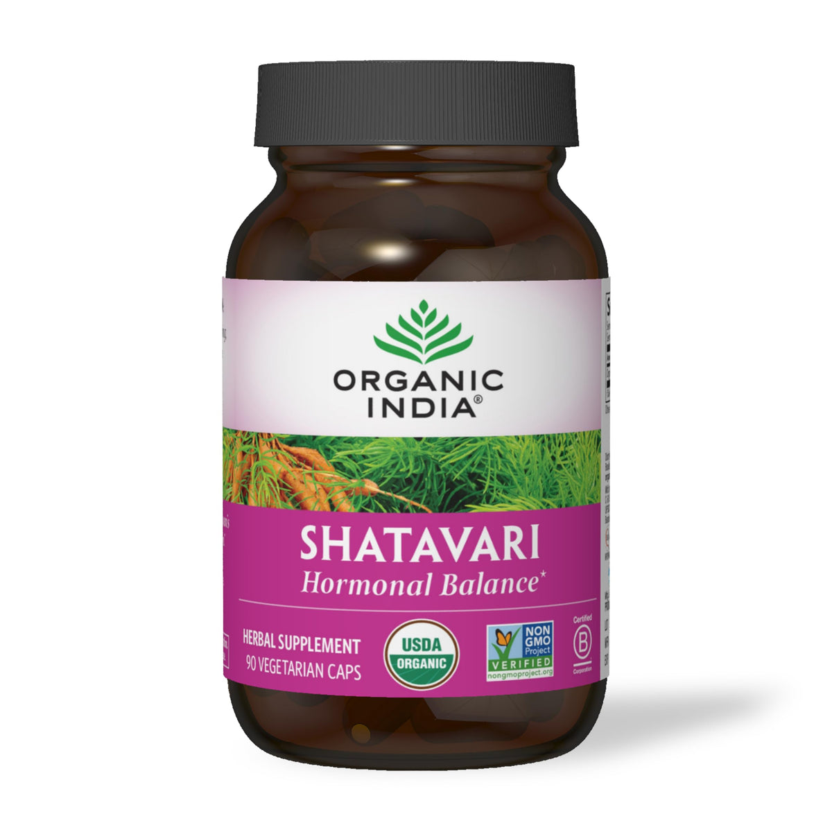 ORGANIC INDIA Shatavari Capsules bottle with natural background