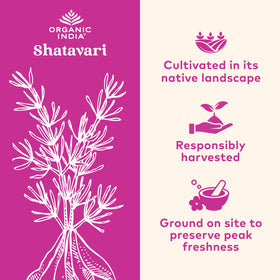 ORGANIC INDIA Shatavari Capsules on a wooden surface