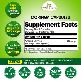 Organic Veda Moringa Capsule 1000mg close-up of capsules