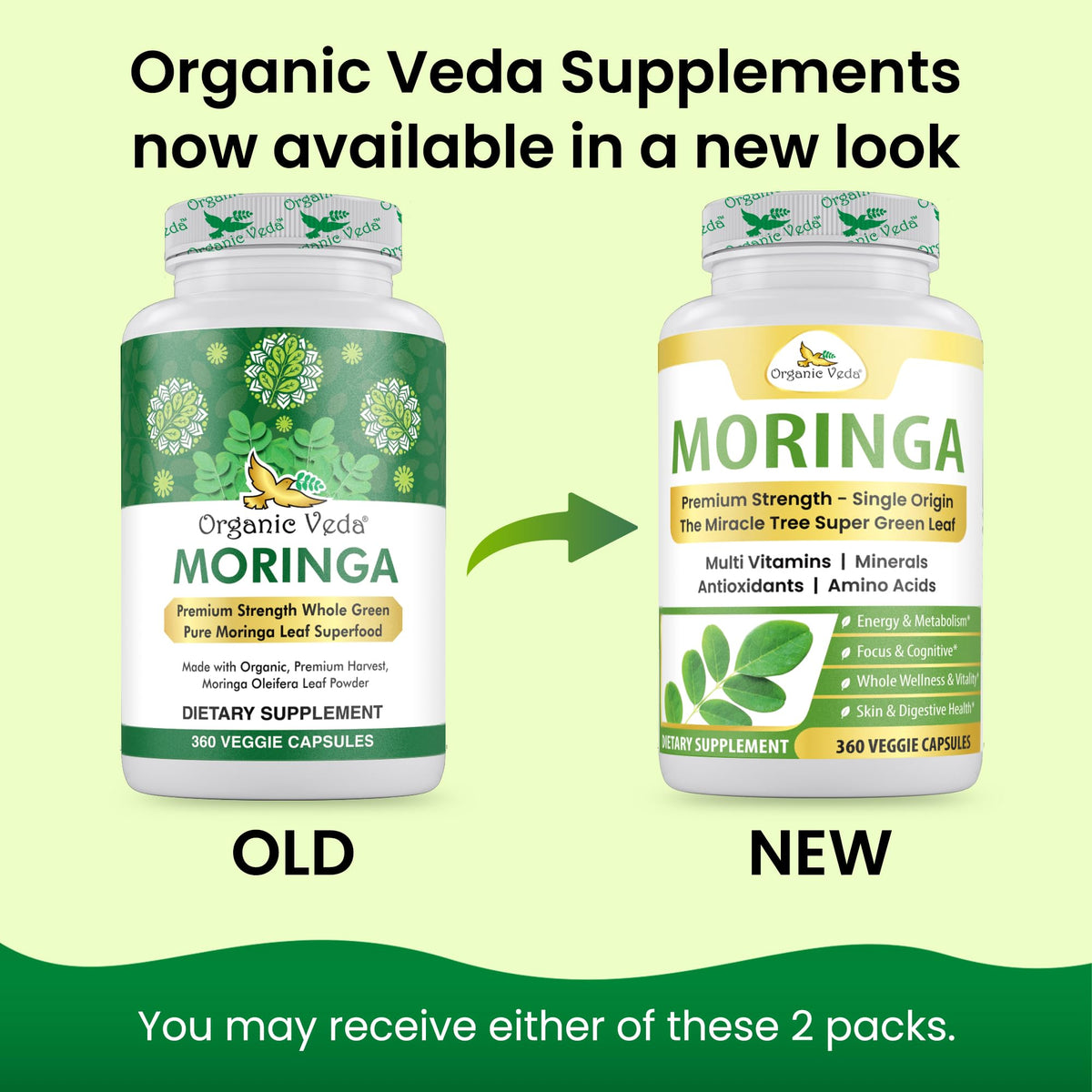 Organic Veda Moringa Capsule 1000mg side view